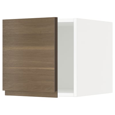 METOD メトード トップキャビネット, ホワイト/ヴォックストルプ ウォールナット調, 40x60x40 cm