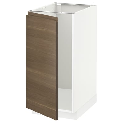 METOD メトード ベースキャビネット シンク用/ゴミ分別, ホワイト/ヴォックストルプ ウォールナット調, 40x60x80 cm