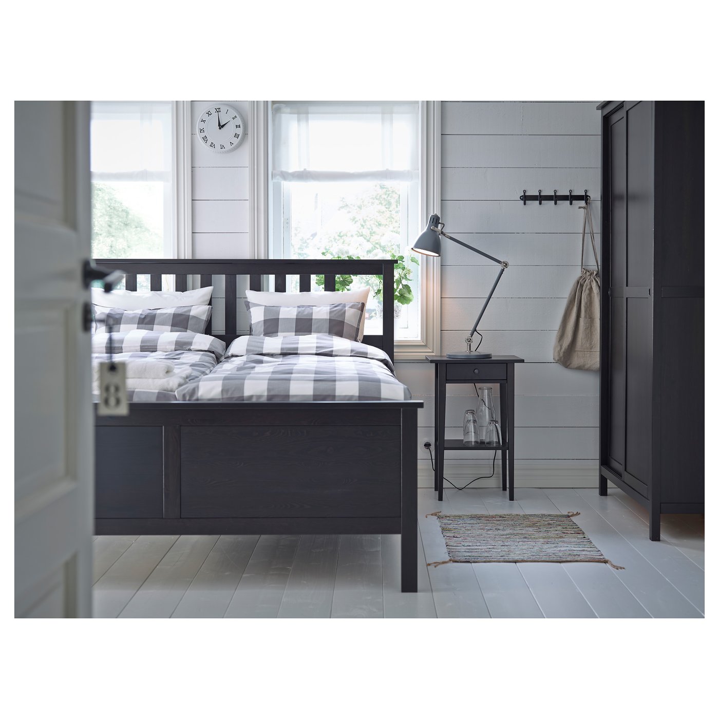 HEMNES ヘムネス ベッドサイドテーブル, ブラックブラウン