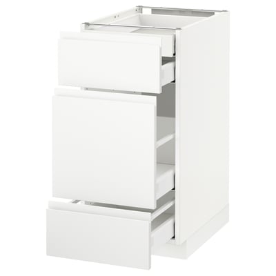 METOD メトード ベースキャビネット 引き出し前部3/引き出し4, ホワイト マキシメーラ/ヴォックストルプ マットホワイト, 40x60x80 cm