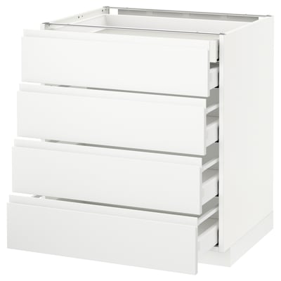 METOD メトード ベースキャビネット 引き出し前部4/引き出し低2/引き出し中3, ホワイト マキシメーラ/ヴォックストルプ マットホワイト, 75x60x80 cm