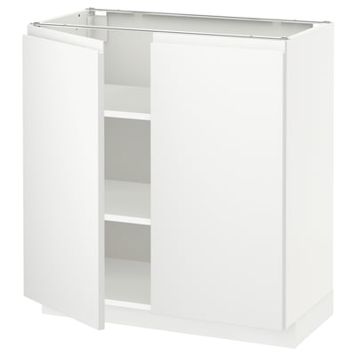 METOD メトード ベースキャビネット 棚板/扉2枚付き, ホワイト/ヴォックストルプ マットホワイト, 80x41x80 cm