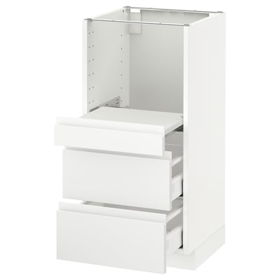 METOD メトード ベースキャビネット 引き出し式シェルフ/引き出し2付き, ホワイト マキシメーラ/ヴォックストルプ マットホワイト, 40x41x80 cm