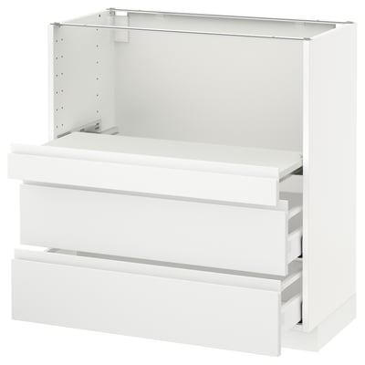METOD メトード ベースキャビネット 引き出し式シェルフ/引き出し2付き, ホワイト マキシメーラ/ヴォックストルプ マットホワイト, 80x41x80 cm