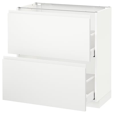 METOD メトード ベースキャビネット 引き出し2段付き, ホワイト マキシメーラ/ヴォックストルプ マットホワイト, 80x41x80 cm