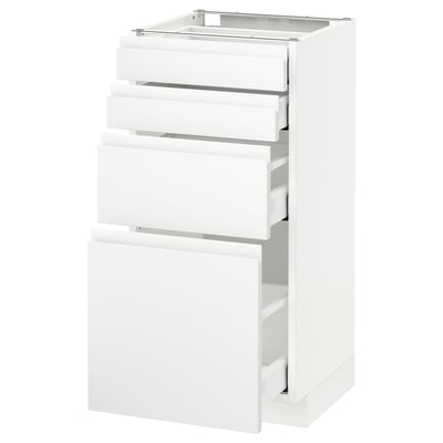METOD メトード ベースキャビネット 引き出し前部4/引き出し4, ホワイト マキシメーラ/ヴォックストルプ マットホワイト, 40x41x80 cm