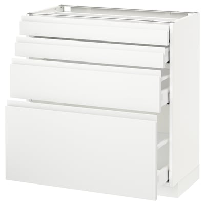 METOD メトード ベースキャビネット 引き出し前部4/引き出し4, ホワイト マキシメーラ/ヴォックストルプ マットホワイト, 80x41x80 cm