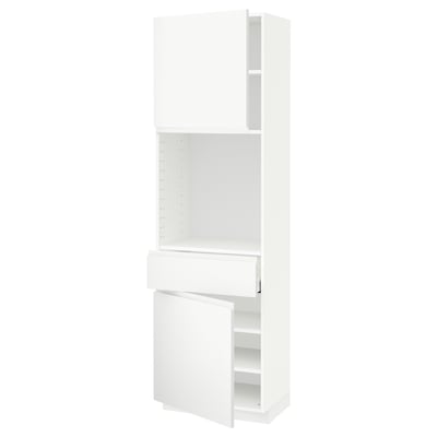 METOD メトード / MAXIMERA マキシメーラ ハイキャビネット 扉2枚＋引き出し1個付き, ホワイト/ヴォックストルプ マットホワイト, 60x41x200 cm