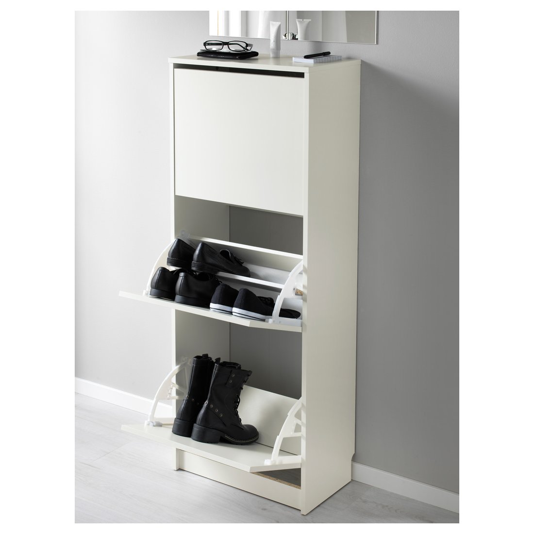 BISSA Armoire à chaussures 3 casiers, blanc, 49x135 cm IKEA