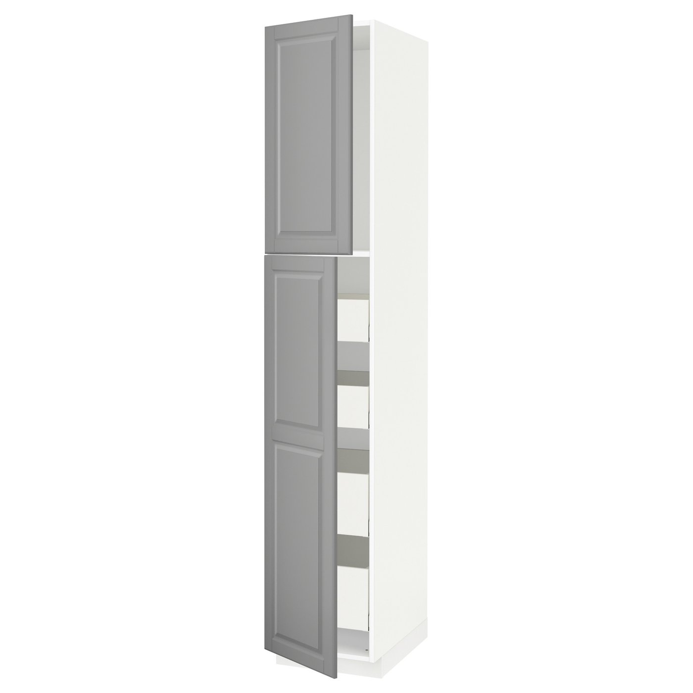 METOD / MAXIMERA Armoire 2 portes/4 tiroirs blanc/Bodbyn gris IKEA