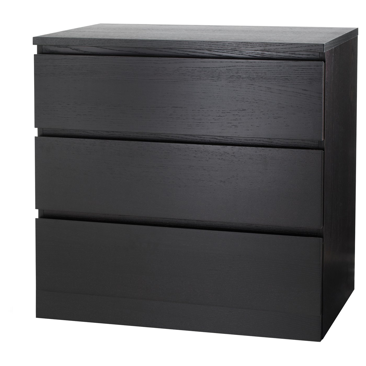 MALM マルム チェスト（引き出し×3）, ブラックブラウン, 80x78