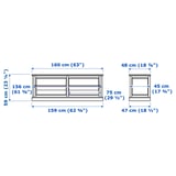 MALSJÖ طاولة تلفزيون مع أبواب سحّابة, صباغ أسود, ‎160x48x59 سم‏