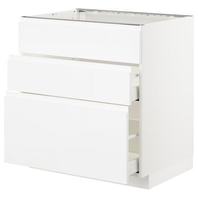 METOD メトード ベースキャビネット シンク用+引き出し前部3/引き出し2, ホワイト マキシメーラ/ヴォックストルプ ハイグロス/ホワイト, 80x60x80 cm