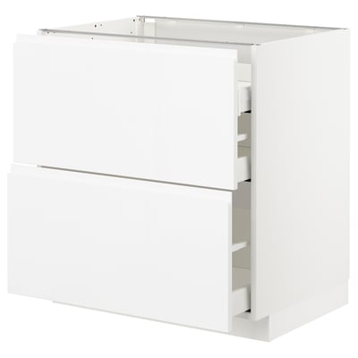 METOD メトード ベースキャビネット コンロ用/引き出し前部2/引き出し3, ホワイト マキシメーラ/ヴォックストルプ ハイグロス/ホワイト, 80x60x80 cm