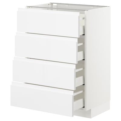 METOD メトード ベースキャビネット 引き出し4段付, ホワイト マキシメーラ/ヴォックストルプ ハイグロス/ホワイト, 60x41x80 cm