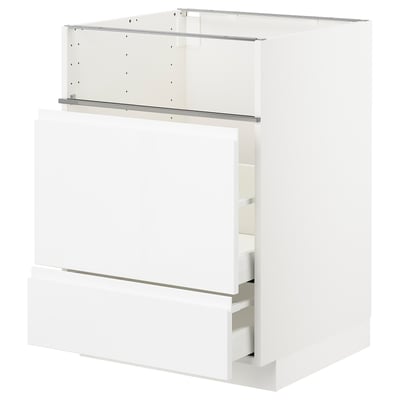 METOD メトード ベースキャビネット コンロ/フィッシュグリル/引き出し2用, ホワイト/ヴォックストルプ ハイグロス/ホワイト, 60x60x80 cm