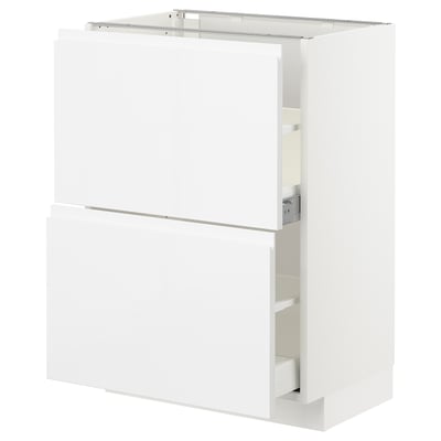 METOD メトード ベースキャビネット 引き出し2段付き, ホワイト マキシメーラ/ヴォックストルプ ハイグロス/ホワイト, 60x41x80 cm
