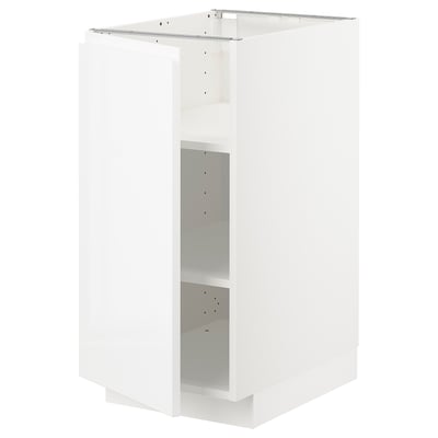 METOD メトード ベースキャビネット 棚板付き, ホワイト/ヴォックストルプ ハイグロス/ホワイト, 40x60x80 cm