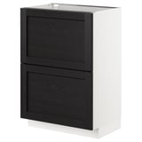 METOD メトード ベースキャビネット 引き出し2段付き, ホワイト マキシメーラ/レルヒッタン ブラックステイン, 60x41x80 cm