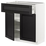 METOD メトード / MAXIMERA マキシメーラ ベースキャビネット 引き出し＆扉2枚付き, ホワイト/レルヒッタン ブラックステイン, 80x41x80 cm