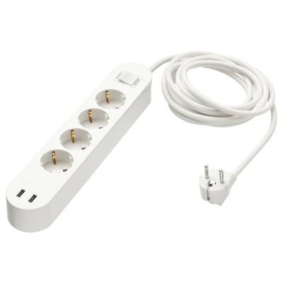 KOPPLA 콥플라 4구멀티탭+USB포트2, 화이트, 3.0 m