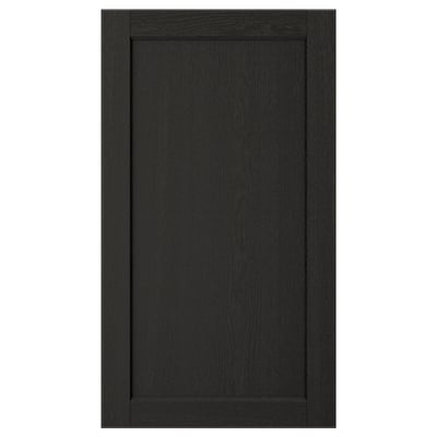 LERHYTTAN dark wood cabinet door, solid ash frame, beveled edges,ash veneer panel.