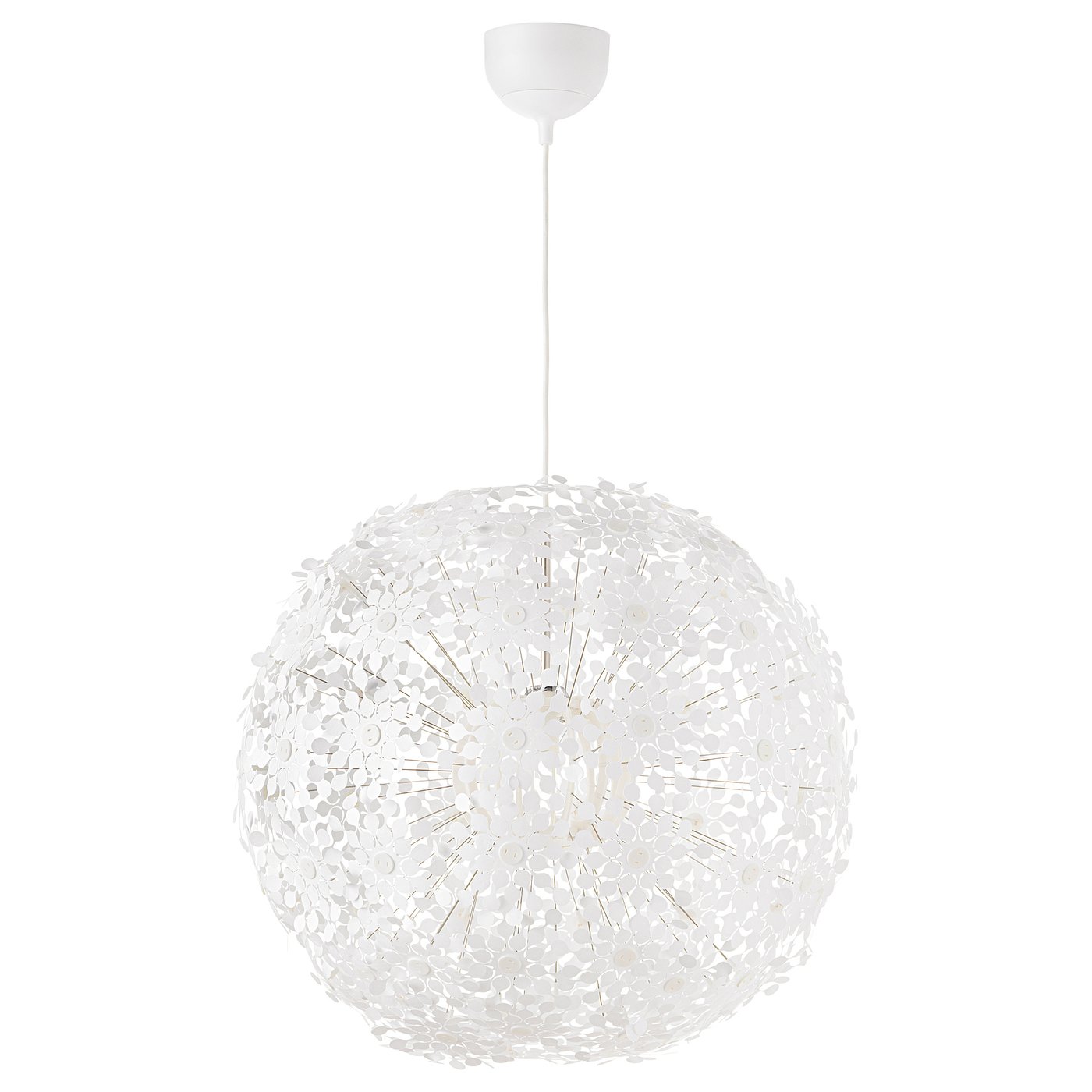 IKEAのペンダントランプ3アーム クロムメッキ ガラス　ホワイト　天井照明 SIMRISHAMN スィムリスハムン ペンダントランプ 3アーム, クロム