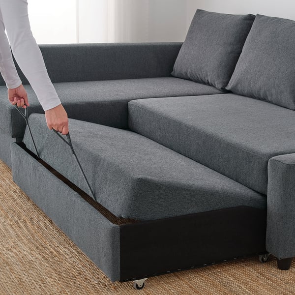 Friheten Canape Convertible Angle Rangement Hyllie Gris Fonce Ikea