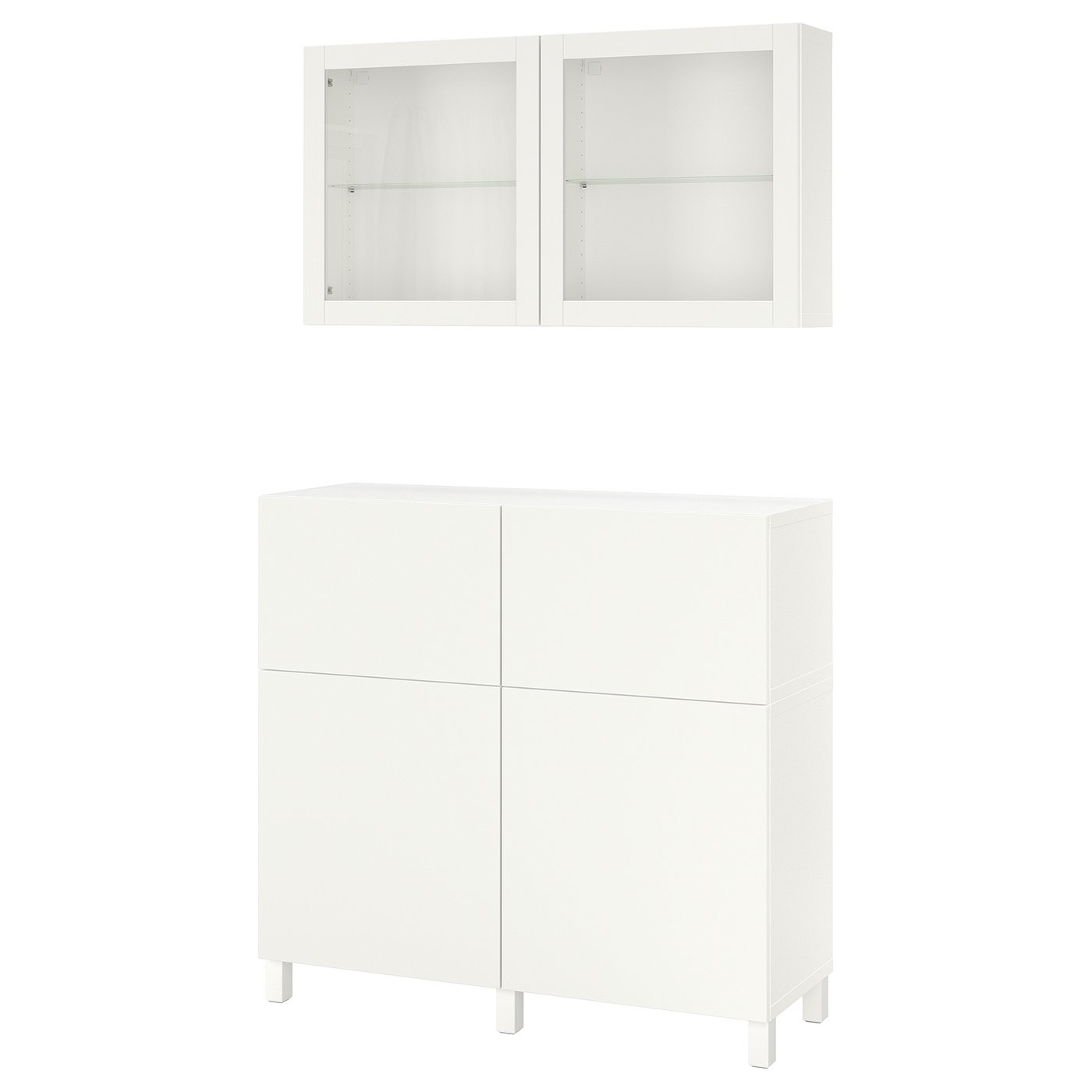 IKEA ベストー　収納棚　白 BESTÅ ベストー 収納コンビネーション 扉付, ホワイト ラップ