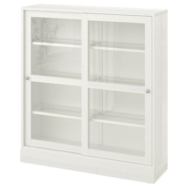 Havsta Armoire Vitree Avec Plinthe Blanc Verre Transparent Ikea