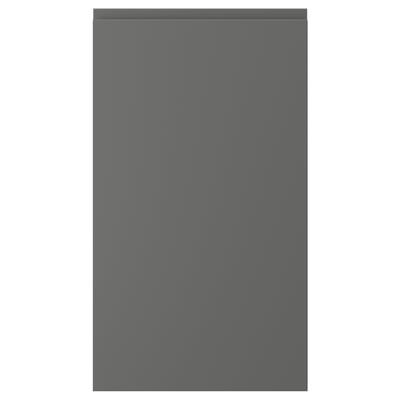 A dark gray VOXTORP cabinet face with a sleek, modern design and smooth surface.