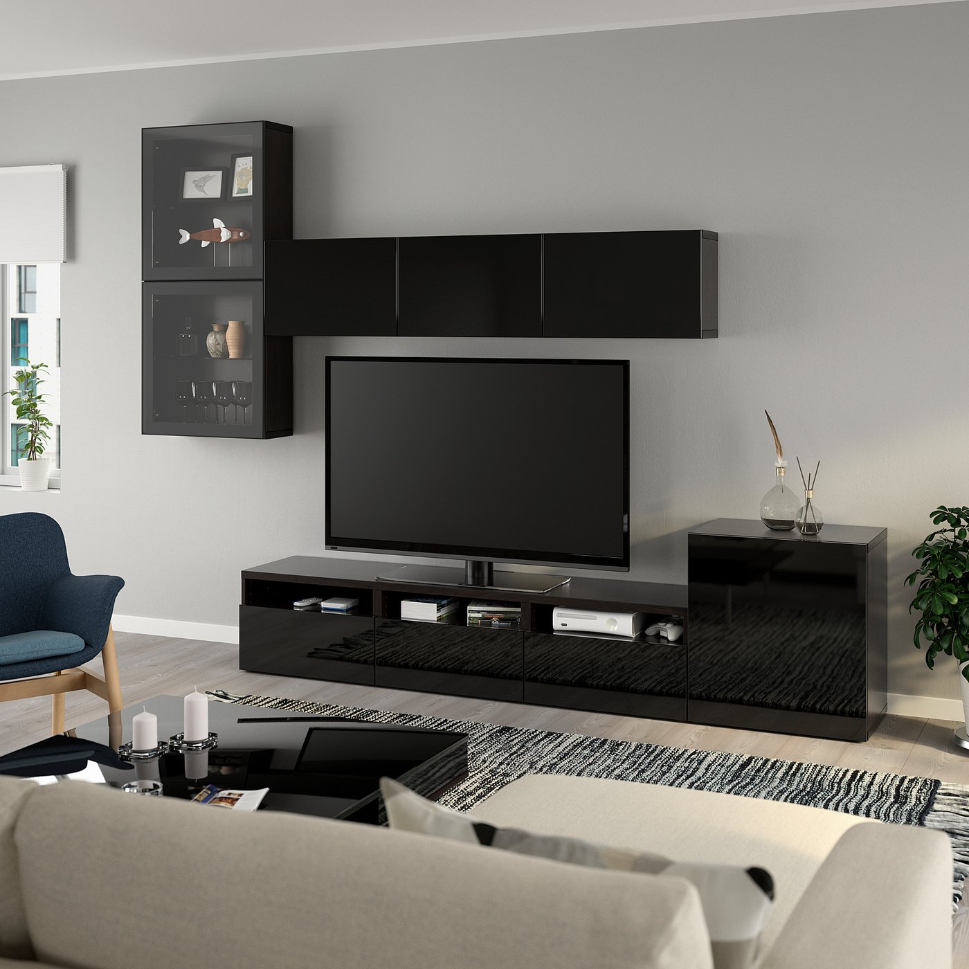 IKEA BESTA テレビボード BESTÅ ベストー テレビボード/ガラス扉, ホワイト/ラップヴィーケン