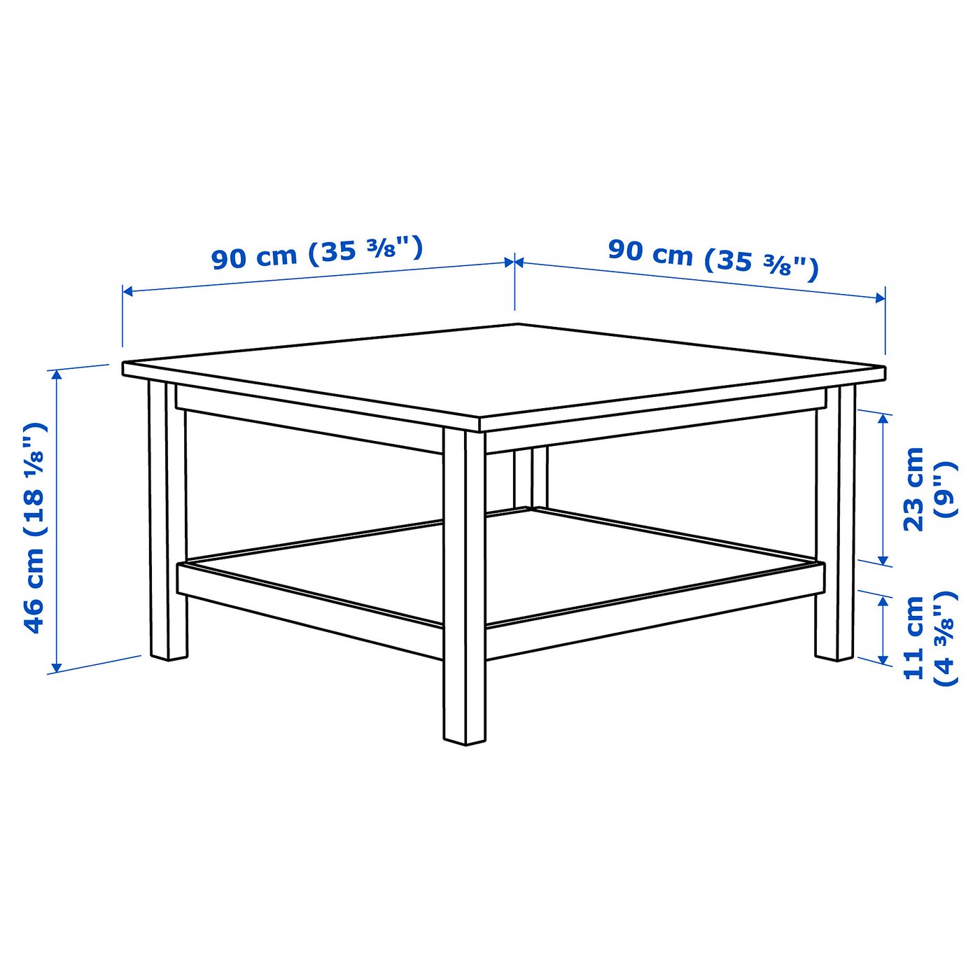 HEMNES ヘムネス コーヒーテーブル, ライトブラウン, 90x90 cm