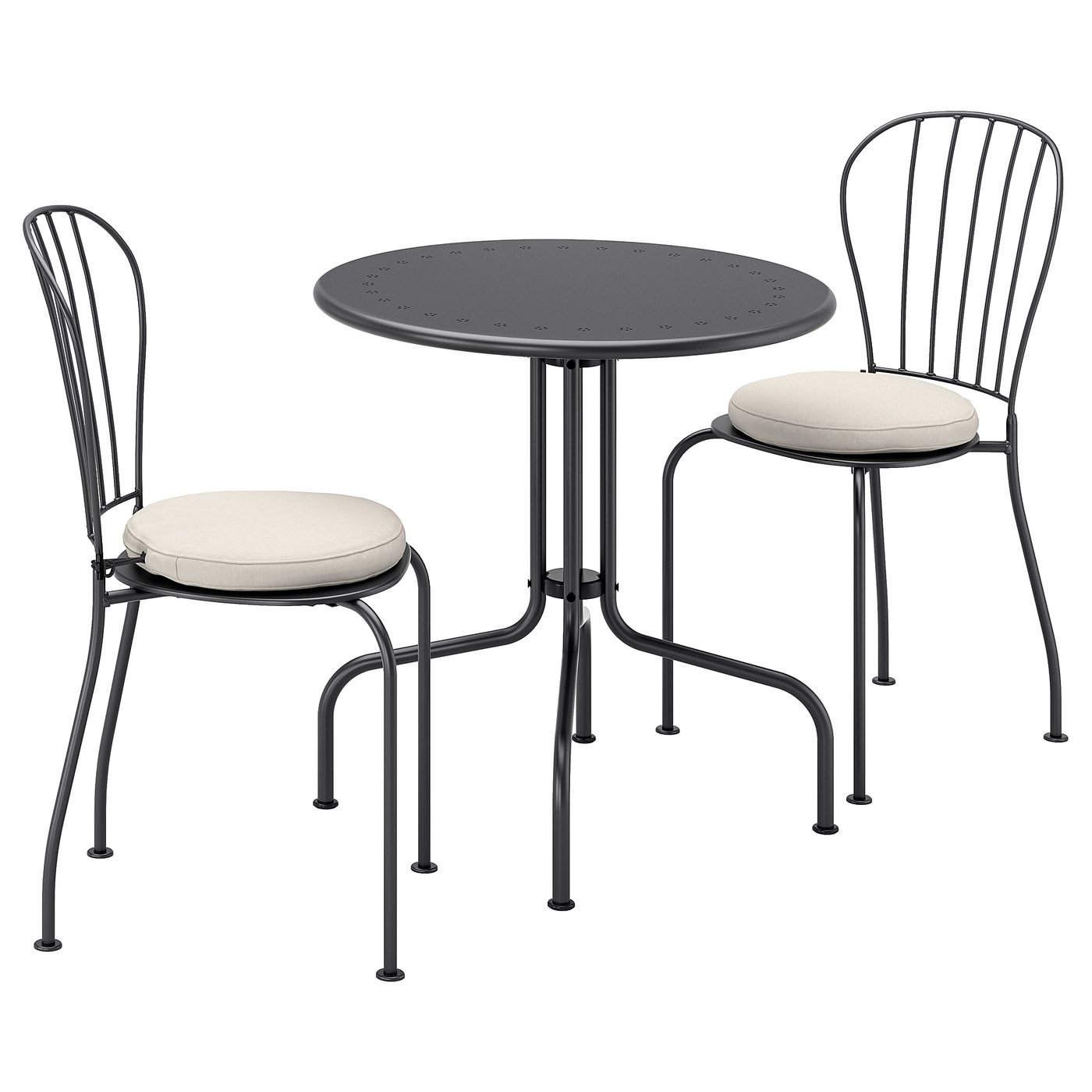 IKEA ホーグステン ガーデンチェア2脚 クロークホルメン テーブル3点セット LÄCKÖ レッコ テーブル＆チェア2脚 屋外用, グレー/フローソーン