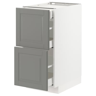 METOD メトード ベースキャビネット 引き出し前部2/引き出し3, ホワイト マキシメーラ/ボードビーン グレー, 40x60x80 cm