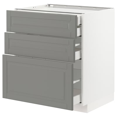 METOD メトード ベースキャビネット 引き出し前部3/引き出し4, ホワイト マキシメーラ/ボードビーン グレー, 75x60x80 cm