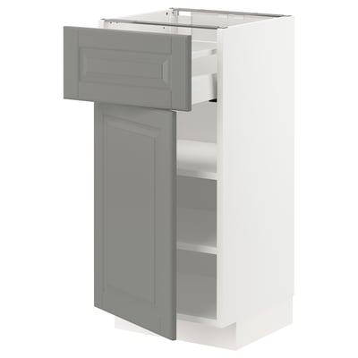 METOD メトード / MAXIMERA マキシメーラ ベースキャビネット 引き出し/扉付き, ホワイト/ボードビーン グレー, 40x41x80 cm