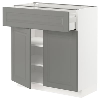 METOD メトード / MAXIMERA マキシメーラ ベースキャビネット 引き出し＆扉2枚付き, ホワイト/ボードビーン グレー, 80x41x80 cm