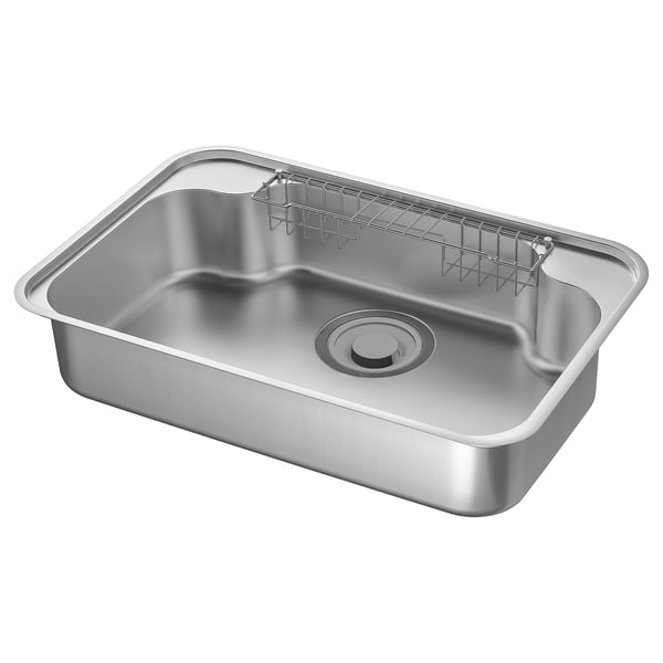 TISJÖN ティショーン シンク, ステンレススチール/カスタムメイドワークトップ ステンレススチール用, 77x50 cm