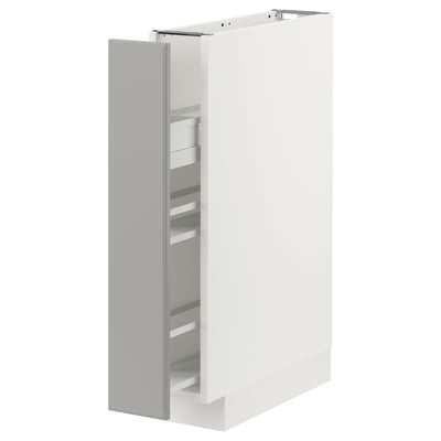 METOD メトード ベースキャビネット/引き出し式収納アクセサリー, ホワイト/ボードビーン グレー, 15x60x80 cm