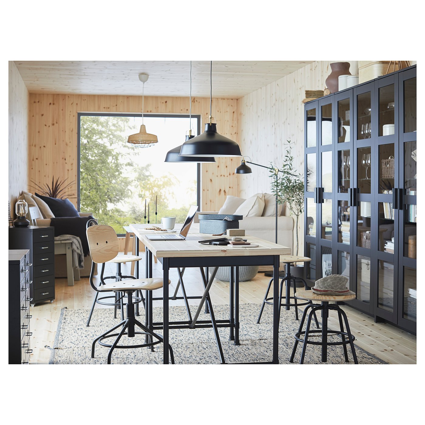 KULLABERG クッラベリ 回転チェア, パイン材, ブラック - IKEA
