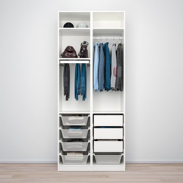 PAX / VINGROM تشكيلة دولاب ملابس., أبيض/Resjön أبيض, ‎100x60x236 سم‏