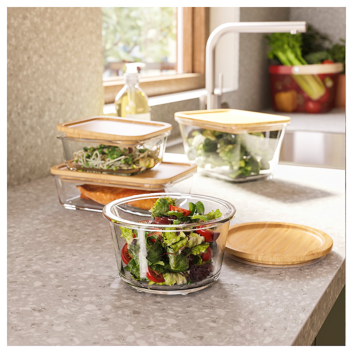 SÄLJAN セールヤン ワークトップ, ライトグレー ミネラル模様