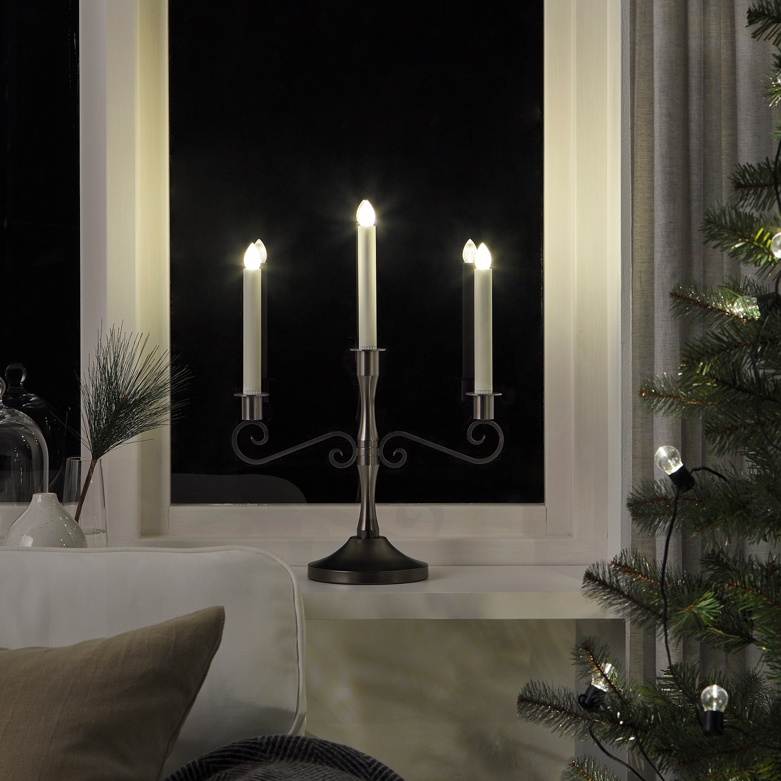 STRÅLA Chandelier 3 branches à LED, à pile/noir IKEA