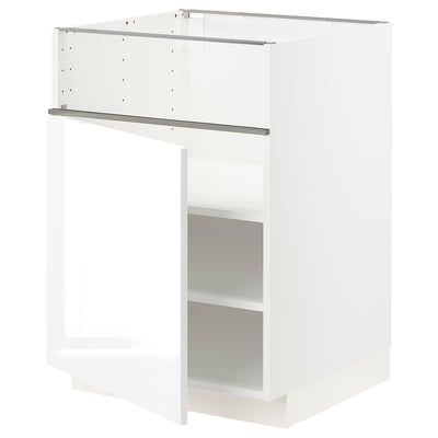 METOD メトード ベースキャビネット コンロ用/フィッシュグリル/扉, ホワイト/ヴォックストルプ マットホワイト, 60x60x80 cm