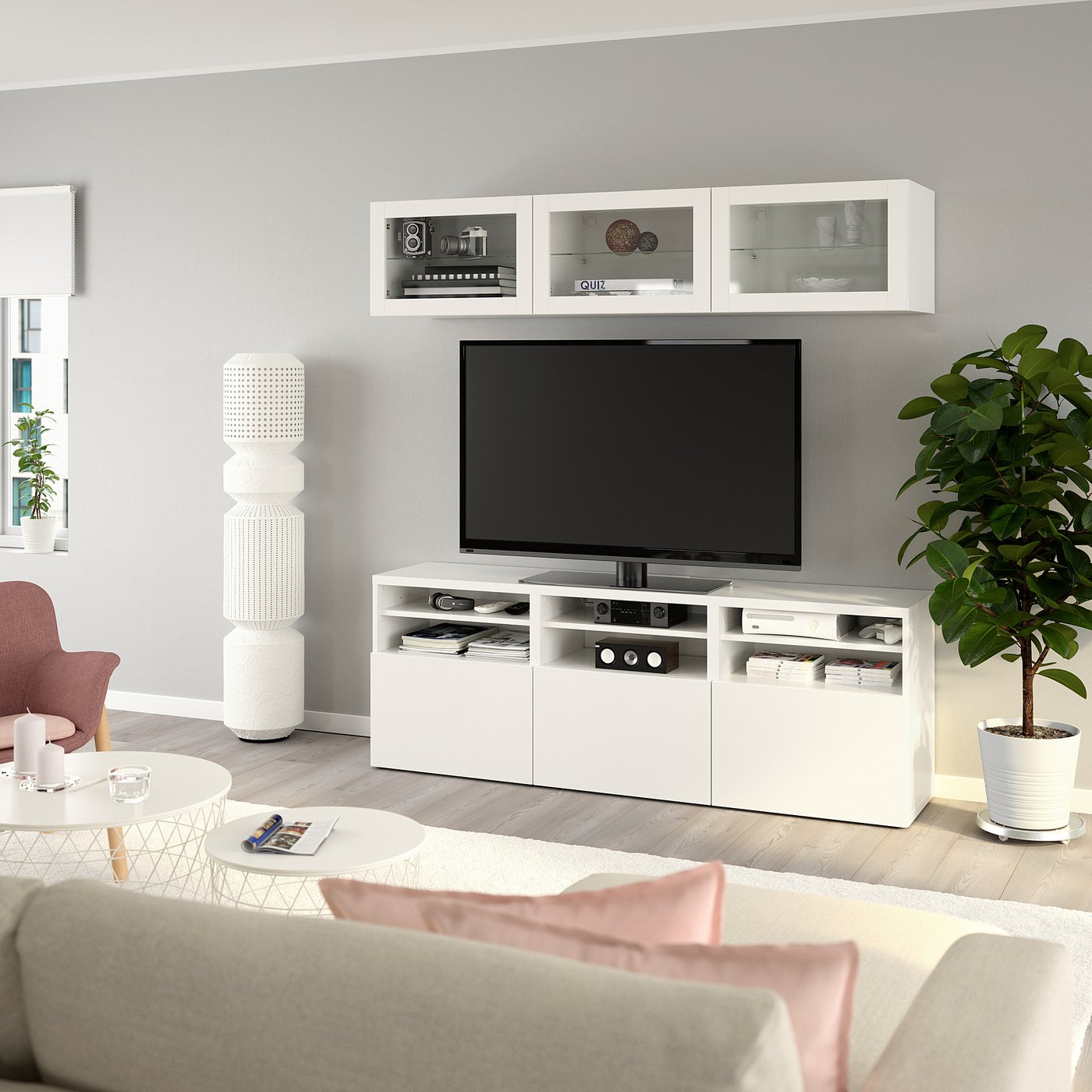 美品】IKEA ベストー テレビ台 幅180cm ガラス扉付き