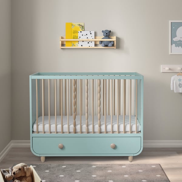 Myllra Lit Bebe Avec Tiroir Turquoise Clair 60x1 Cm Ikea