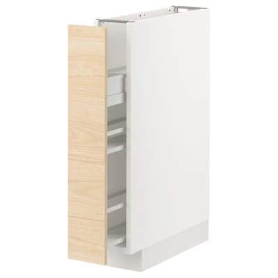 METOD メトード ベースキャビネット/引き出し式収納アクセサリー, ホワイト/アスケルスンド ライトアッシュ調, 15x60x80 cm