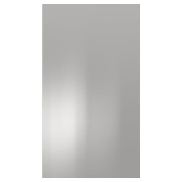 Stainless steel kitchen cabinet front, silver rectangle, industrial design.