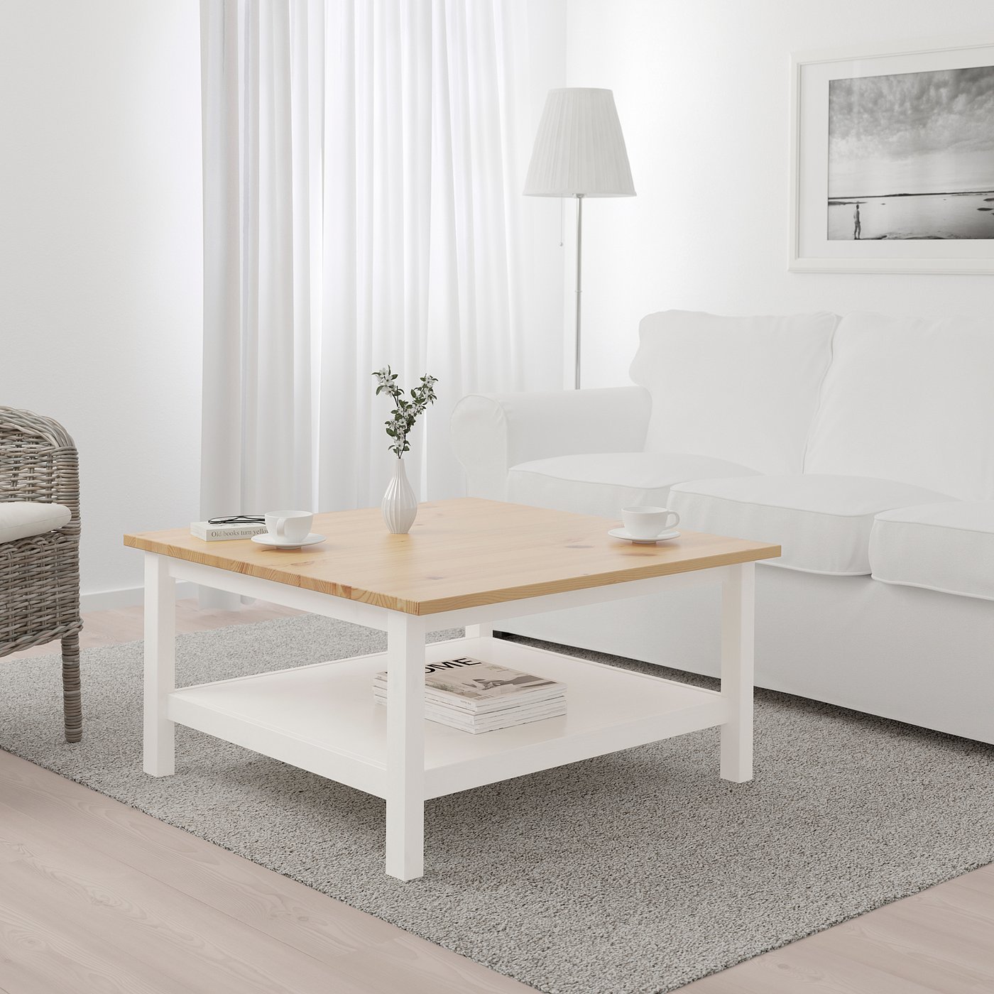【美品】IKEA ヘムネス HEMNES サイドテーブル ホワイト HEMNES ヘムネス ベッドサイドテーブル, ホワイトステイン